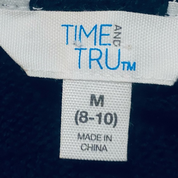 Women’s Medium Sweater Time Tru Blue White Striped Oversized Knit 3/4 Sleeves - Picture 9 of 11